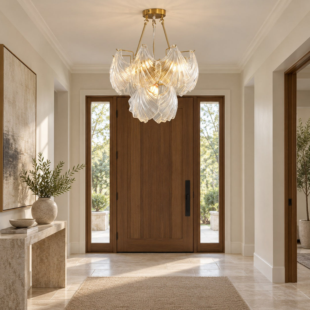 Modern Adjustable Ceiling Light Clear Glass LED Flush Mount Fixture 12 Inch Diameter