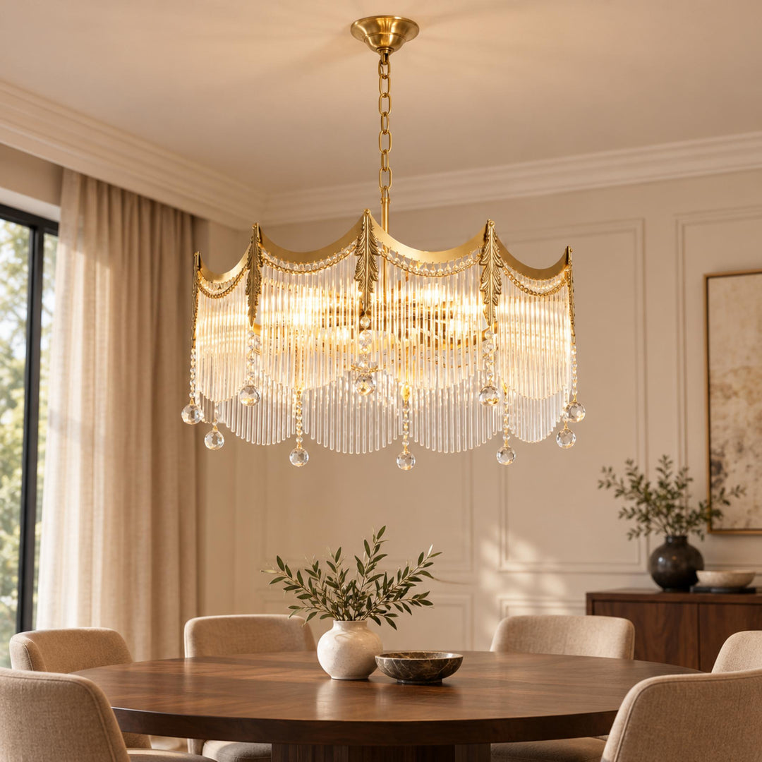 Modern Chandelier Ceiling Light Adjustable Hanging Metal Frame Dimmable for Dining Room
