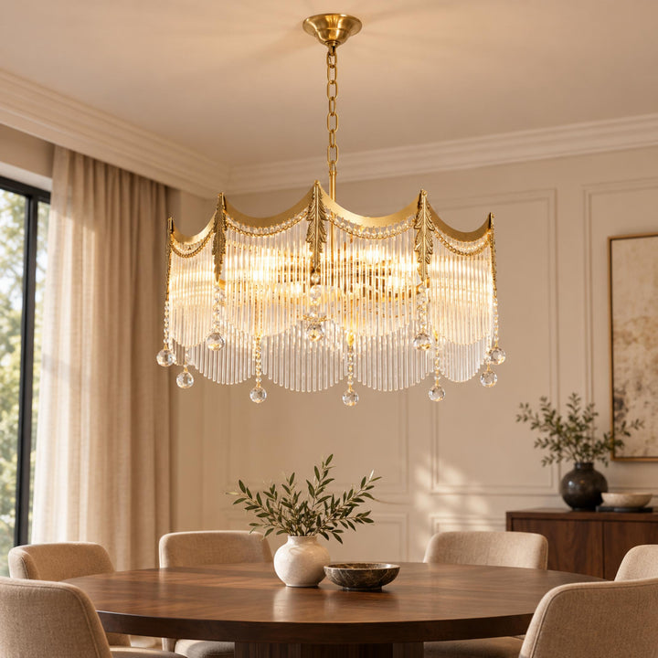 Modern Chandelier Ceiling Light Adjustable Hanging Metal Frame Dimmable for Dining Room