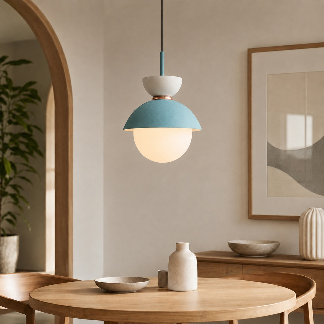 Scandinavian Pendant Lighting Adjustable Hanging Glass Shades Iron Frame Indoor Use