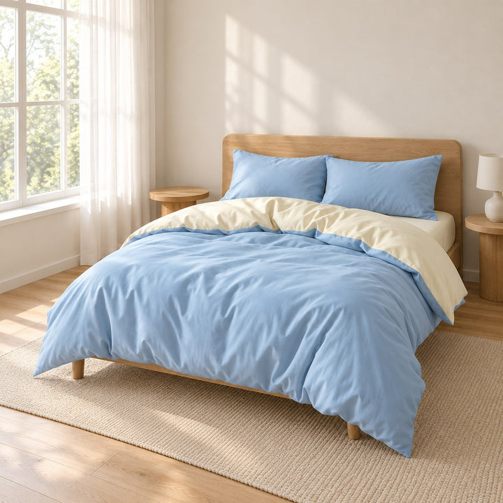 Pastel Double-Sided Bedding Set Minimalist Comforter Cover Twin Full Queen King Size