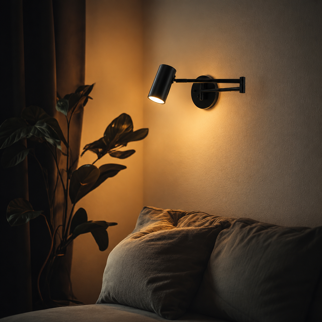 Industrial Wall Sconce Adjustable Arm LED Lighting Fixture Brass and Matte Black Wall Light