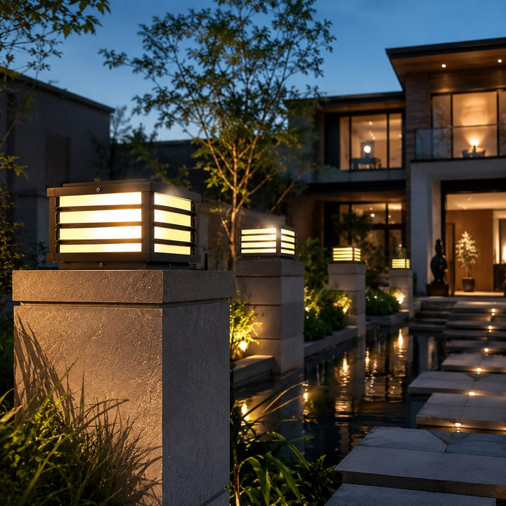 Solar Outdoor Wall Light Modern Die-Cast Aluminum with LED Warm White Glass Shade