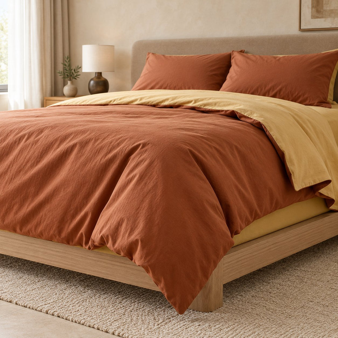 Reversible Bedding Set Cotton Jersey Knit Duvet Cover and Sheet Soft Breathable Lightweight