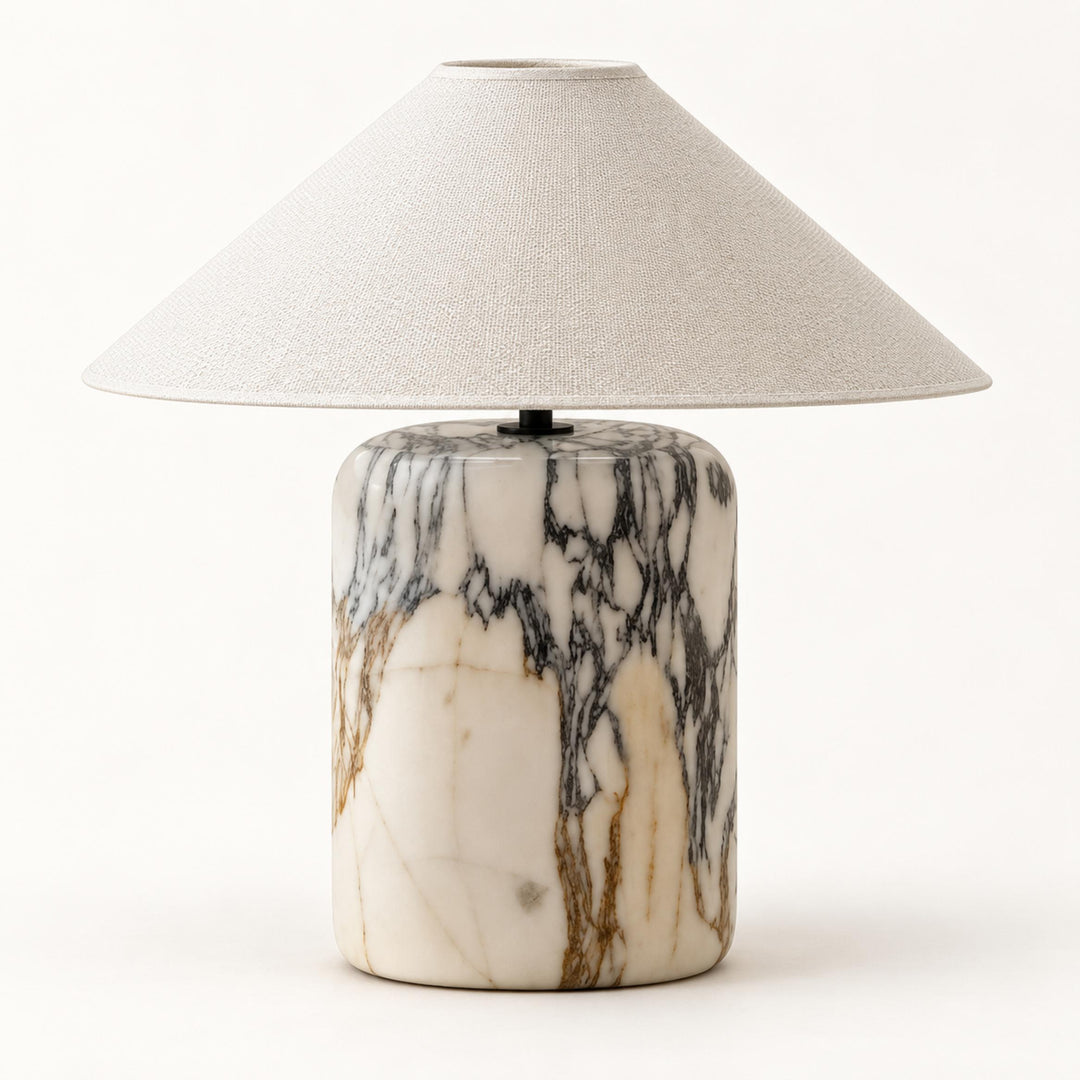 Modern Marble Table Lamp with Linen Shade and Adjustable Brightness for Elegant Lighting