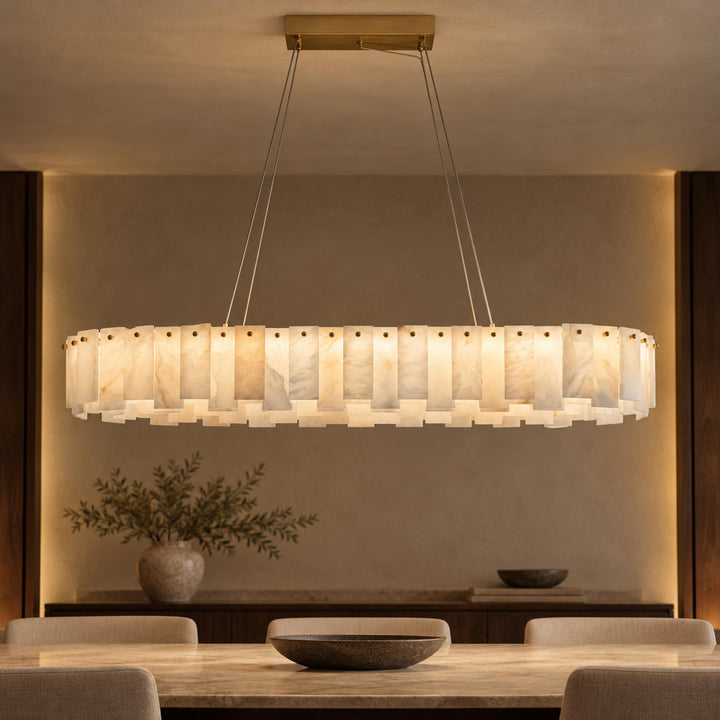 Modern Chandelier Light Ceiling Mounted Alabaster Glass with LED Illumination for Dining Room