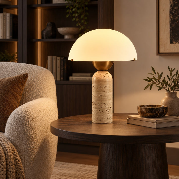 Modern Adjustable Table Lamp with Alabaster Shade and LED Compatibility for Bedroom or Desk Use