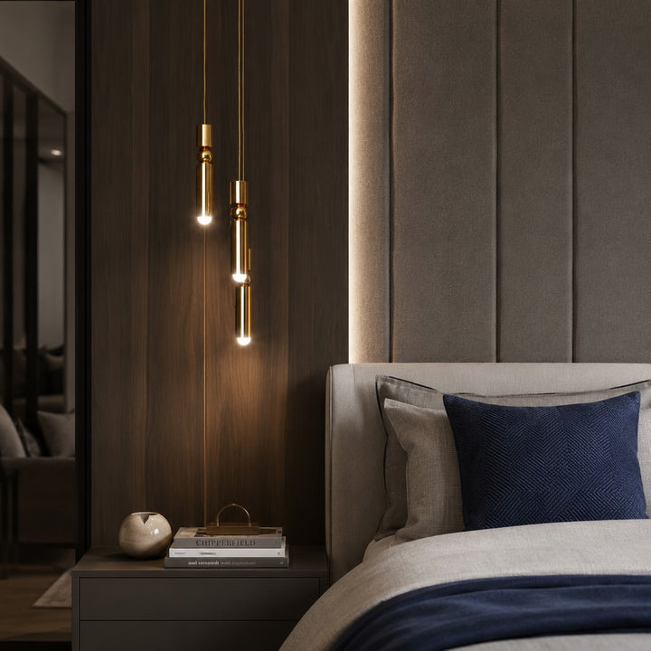 Modern Black Pendant Light with Adjustable Dimmable LED and Geometric Metal Design