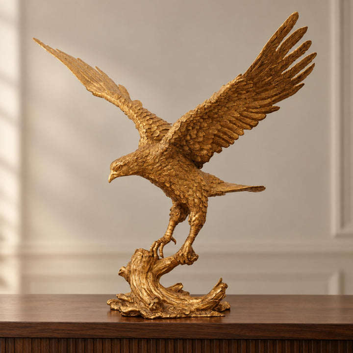 Modern Brass Eagle Sculpture Decorative Art Piece 60cm Height Durable Home Office Display