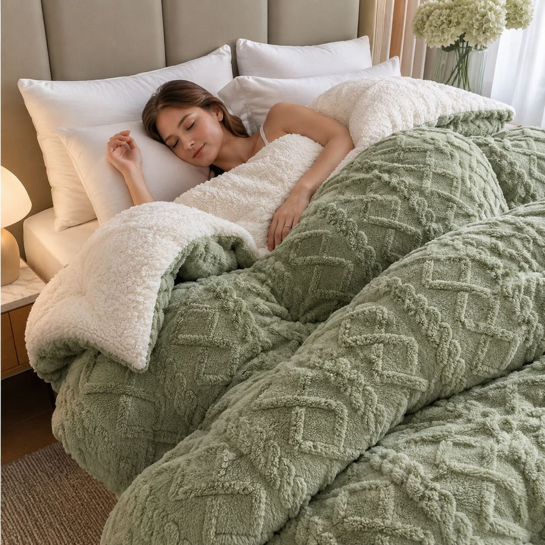 Thick Weighted Blanket for Anxiety Soft Cashmere Fleece Adjustable Warmth Portable Comforter