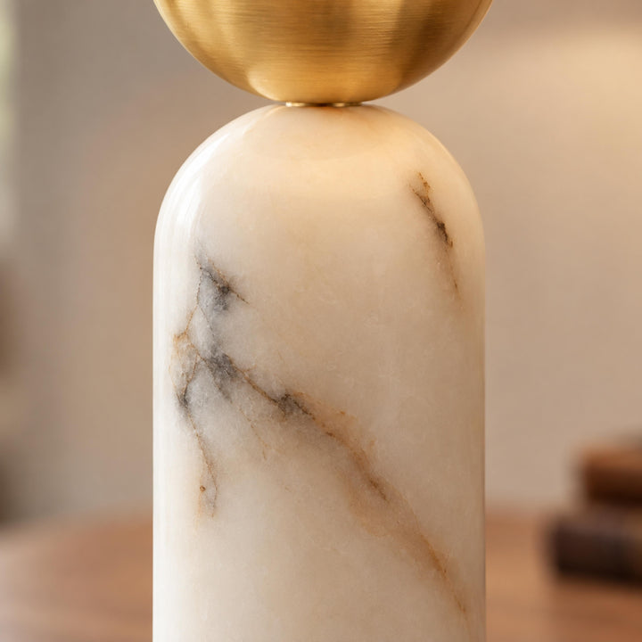 Modern Adjustable Table Lamp with Alabaster Shade and LED Compatibility for Bedroom or Desk Use