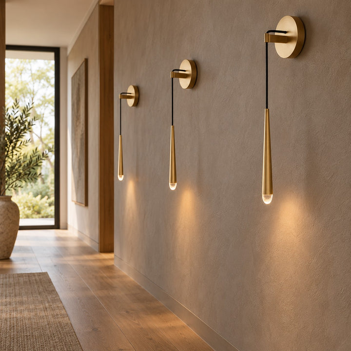 Modern Brass & Crystal Wall Sconce – G4 LED Interior Wall Light