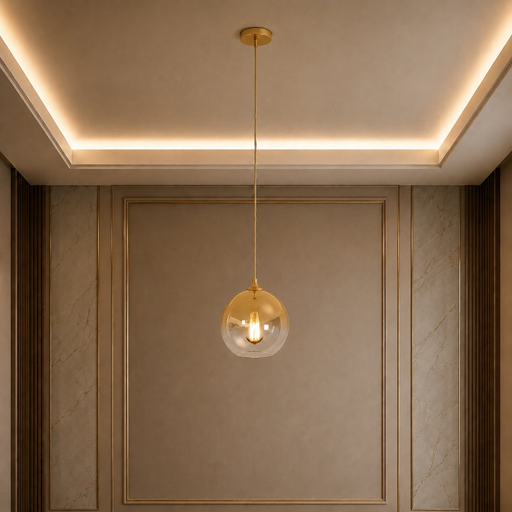 Modern Glass Pendant Light Adjustable Hanging LED with Metallic Gradient Finish