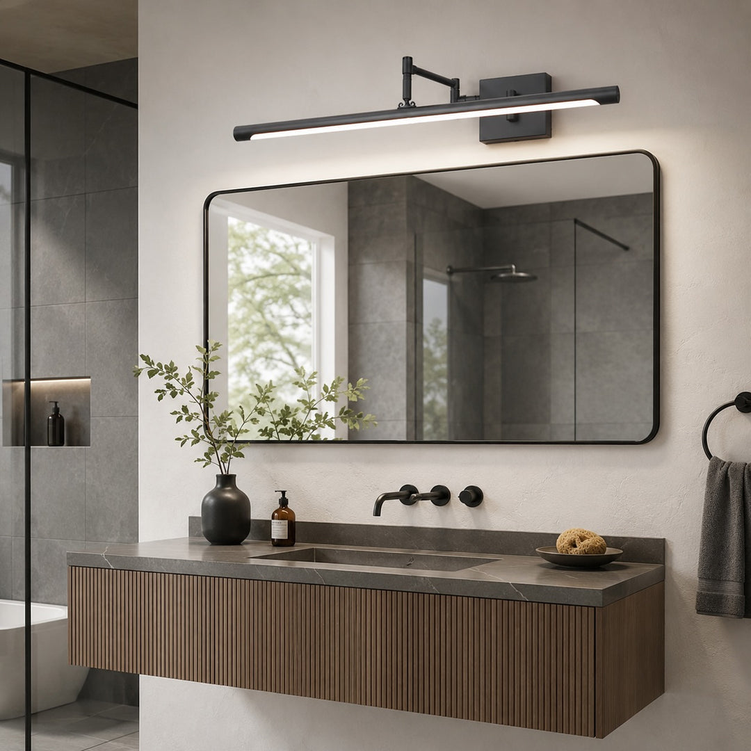 Modern Black Bathroom Vanity Light Wall Mounted Adjustable Metal Fixture with 20W LED