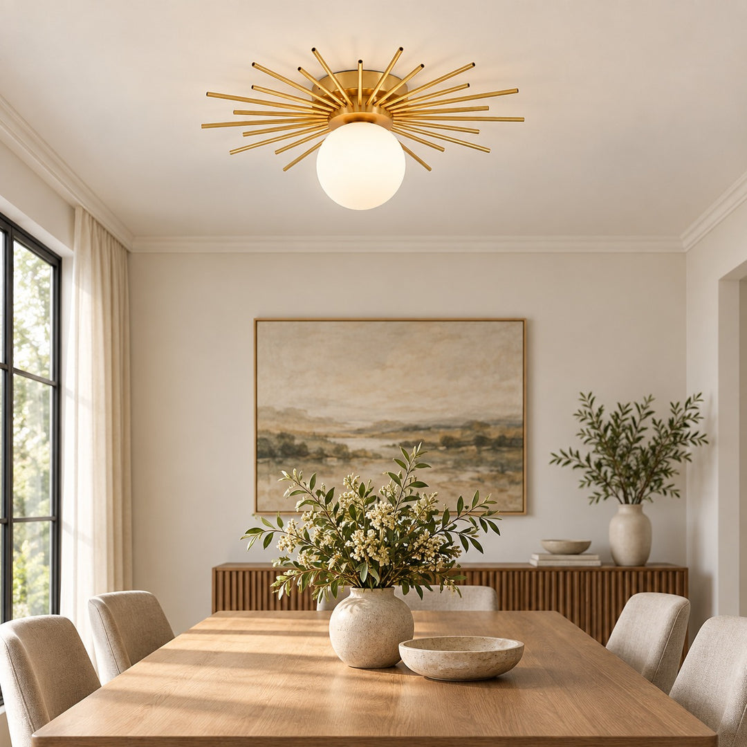 Modern Flush Mount Ceiling Light Fixture Metal Dimmable LED 12 Inch Diameter for Home Lighting