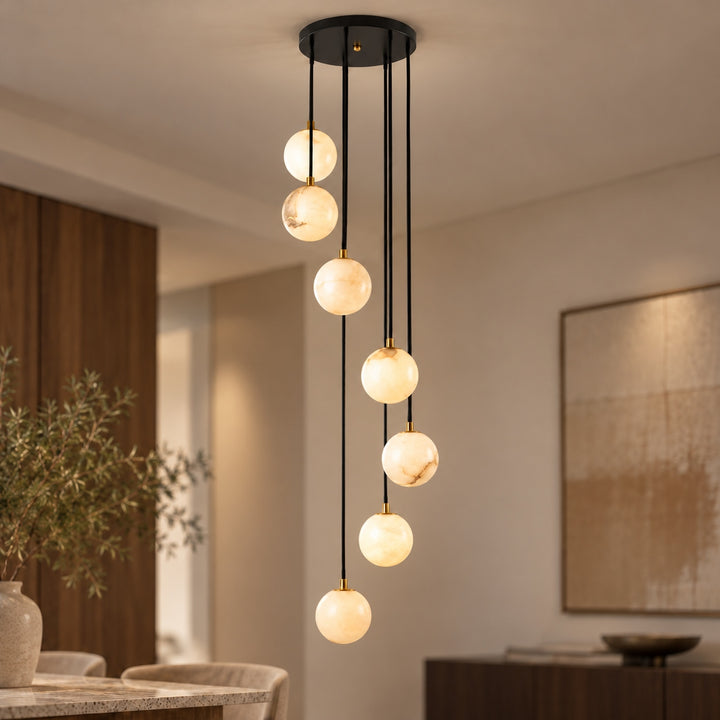 Modern Cluster Chandelier Light Wall Mounted Alabaster Glass LED Dimmable Fixture