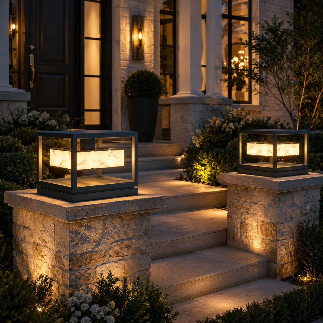 Solar Powered Modern Square Outdoor Garden Lights Waterproof Stainless Steel LED Deck Light