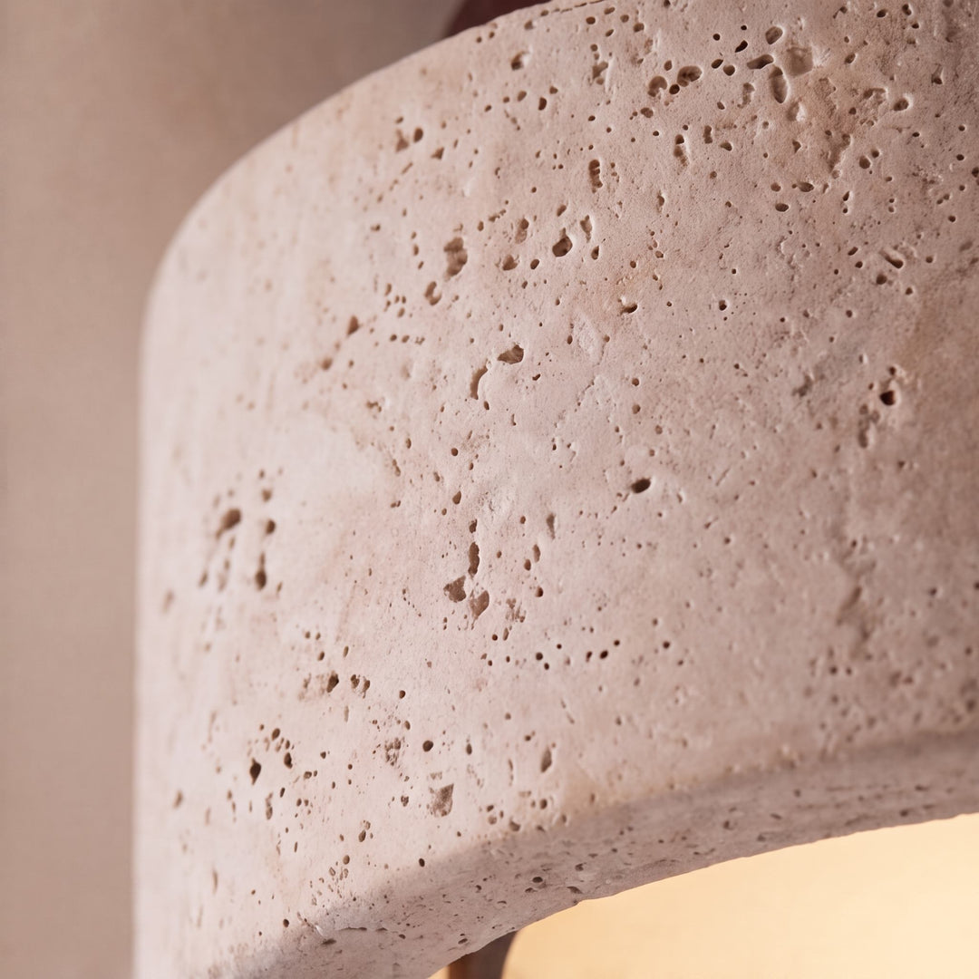 Modern Flush Mount Ceiling Light LED with Yellow Travertine and Wood Accents Dimmable 3-Color