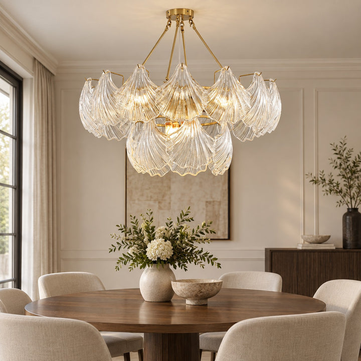Modern Adjustable Ceiling Light Clear Glass LED Flush Mount Fixture 12 Inch Diameter