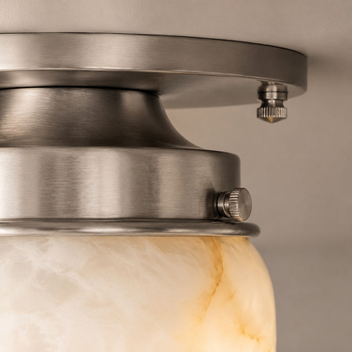 Modern Natural Alabaster Stone Flush Mount Ceiling Light – Brass, Nickel & Black