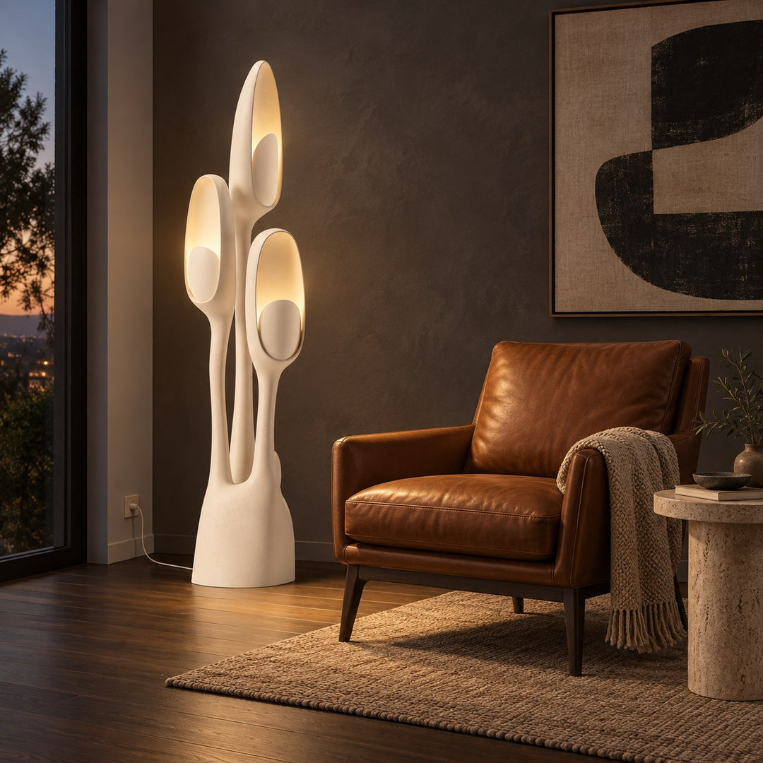 Modern Floor Lamp Adjustable LED Light Metal and Fiberglass for Indoor Use