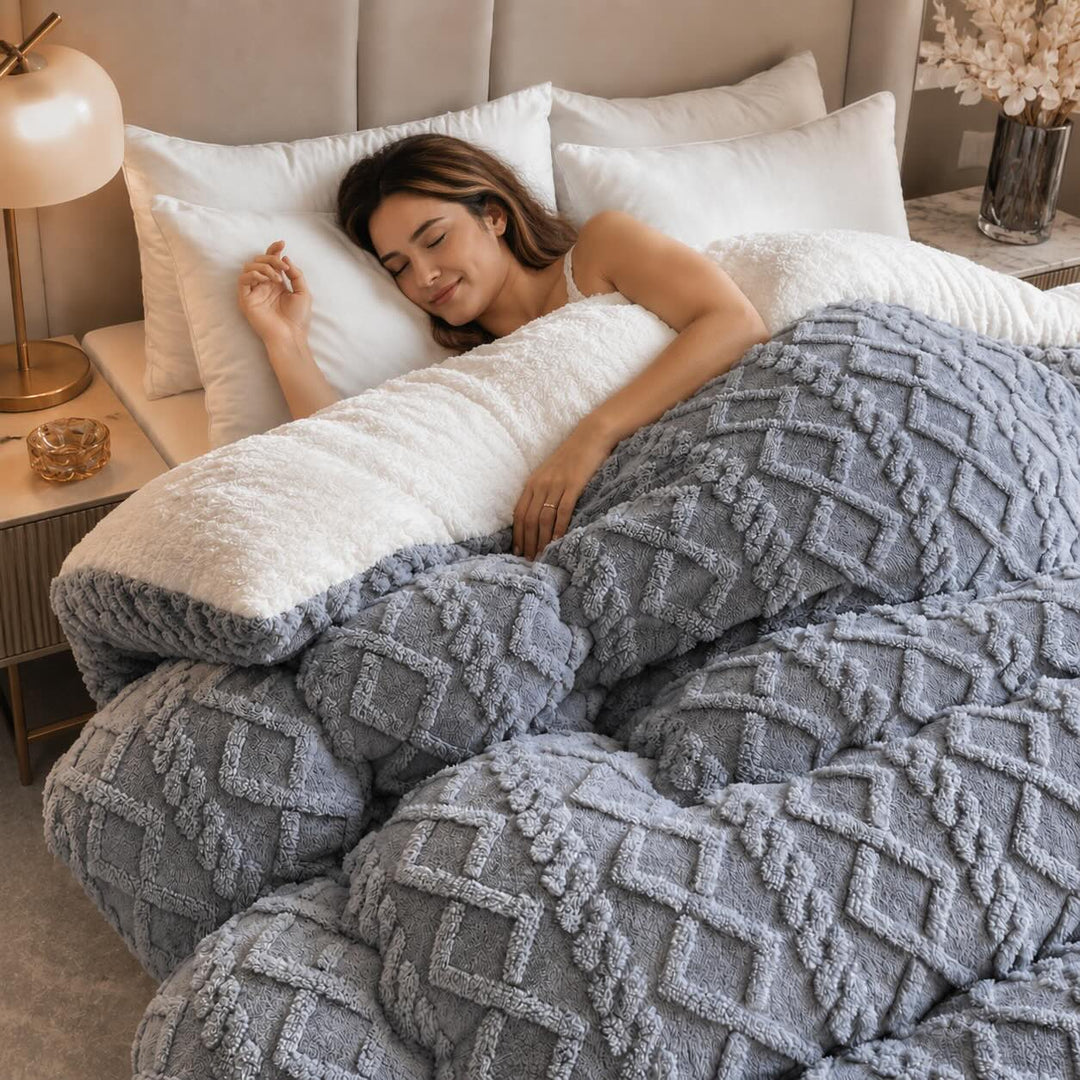 Thick Weighted Blanket for Anxiety Soft Cashmere Fleece Adjustable Warmth Portable Comforter