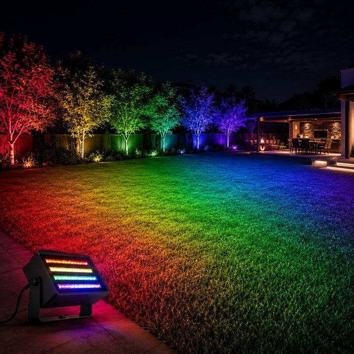 Modern Outdoor Flood Light Wall Mounted Aluminum RGB LED Waterproof 48W 72W