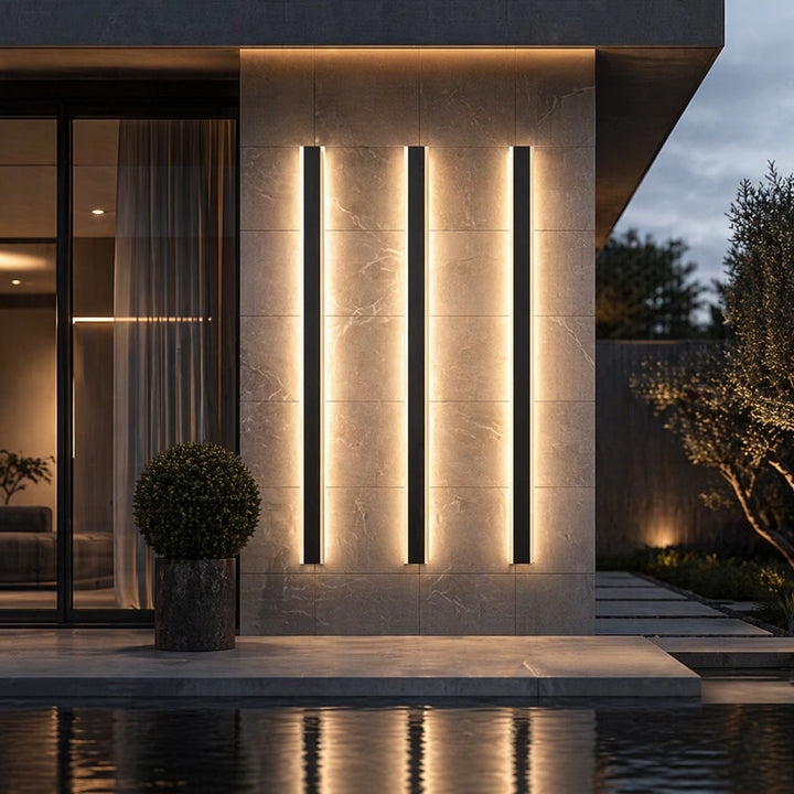 Outdoor LED Wall Light Dimmable IP65 Waterproof Aluminum Strip Sconce Black