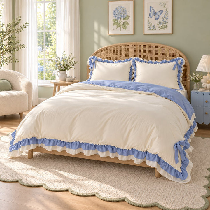 Kawaii Princess Bedding Set Full Queen Size Cotton Duvet Cover Flat Sheet Pillow Cases