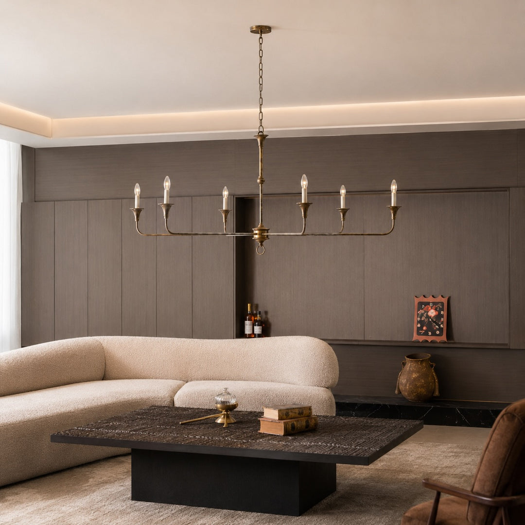 Modern Chandelier Light 5-Head Adjustable Brass Flush Mount E14 Candelabra Bulbs Exposed