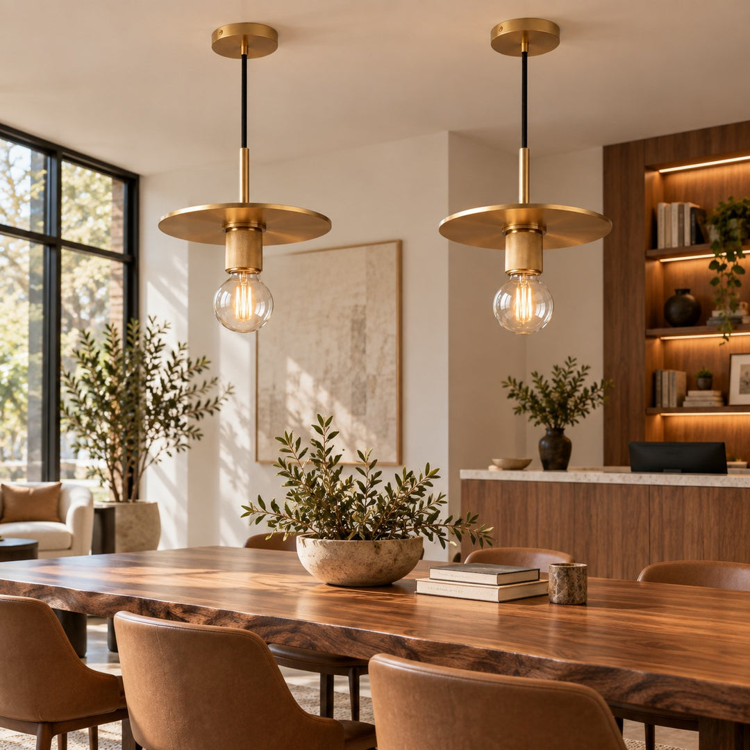 Modern 18cm Copper Disc Pendant Light with E27 Bulb – Minimalist Ceiling Light