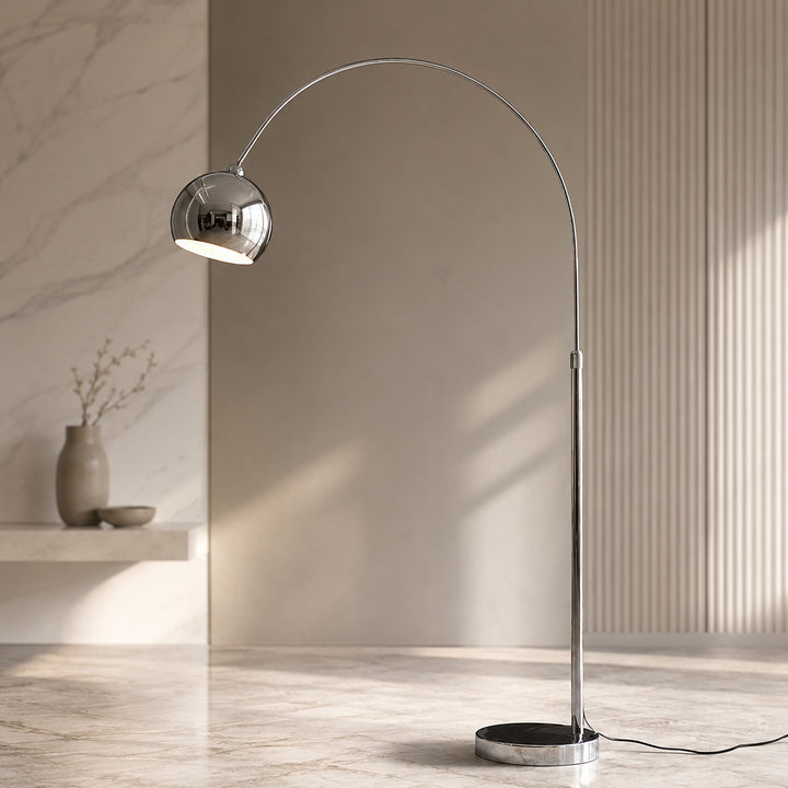 Modern Adjustable Black Floor Lamp with LED Lighting in Metal Construction