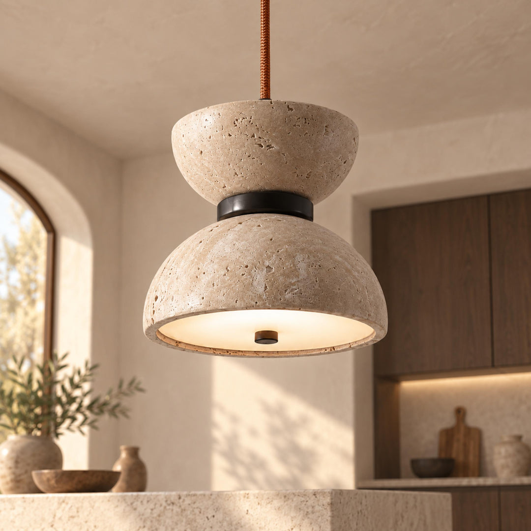 Modern Hourglass Pendant Lamp Hanging Design Travertine LED Lighting for Kitchen Pendant Lighting