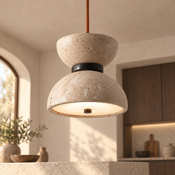 Modern Hourglass Pendant Lamp Hanging Design Travertine LED Lighting for Kitchen Pendant Lighting