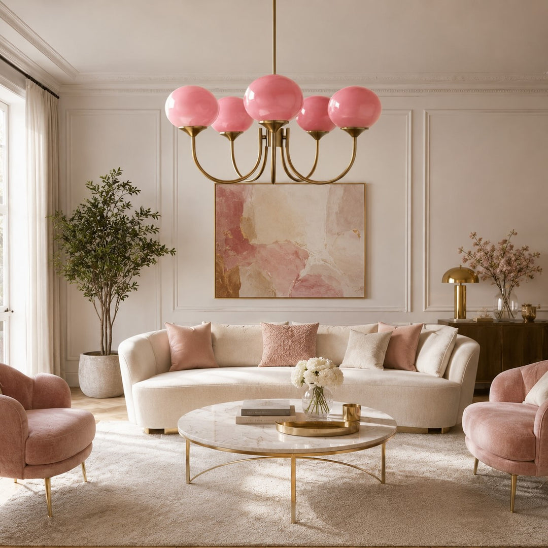 Modern Chandelier Pendant Light Fixture with Adjustable Arms Glass Shades Indoor Lighting