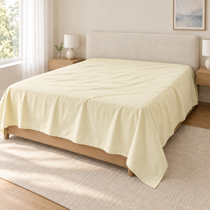 Pastel Cotton Bed Sheet Lightweight Breathable Soft Fabric for Comfortable Sleep