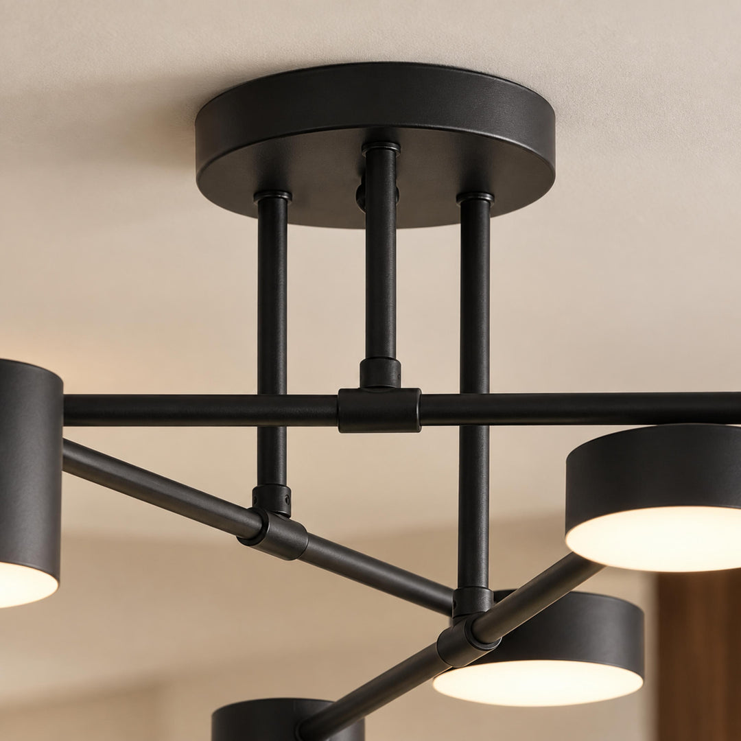 Modern Sputnik Flush Mount Ceiling Light Fixture with Metal Arms and Adjustable LED Bulbs 24 Inch