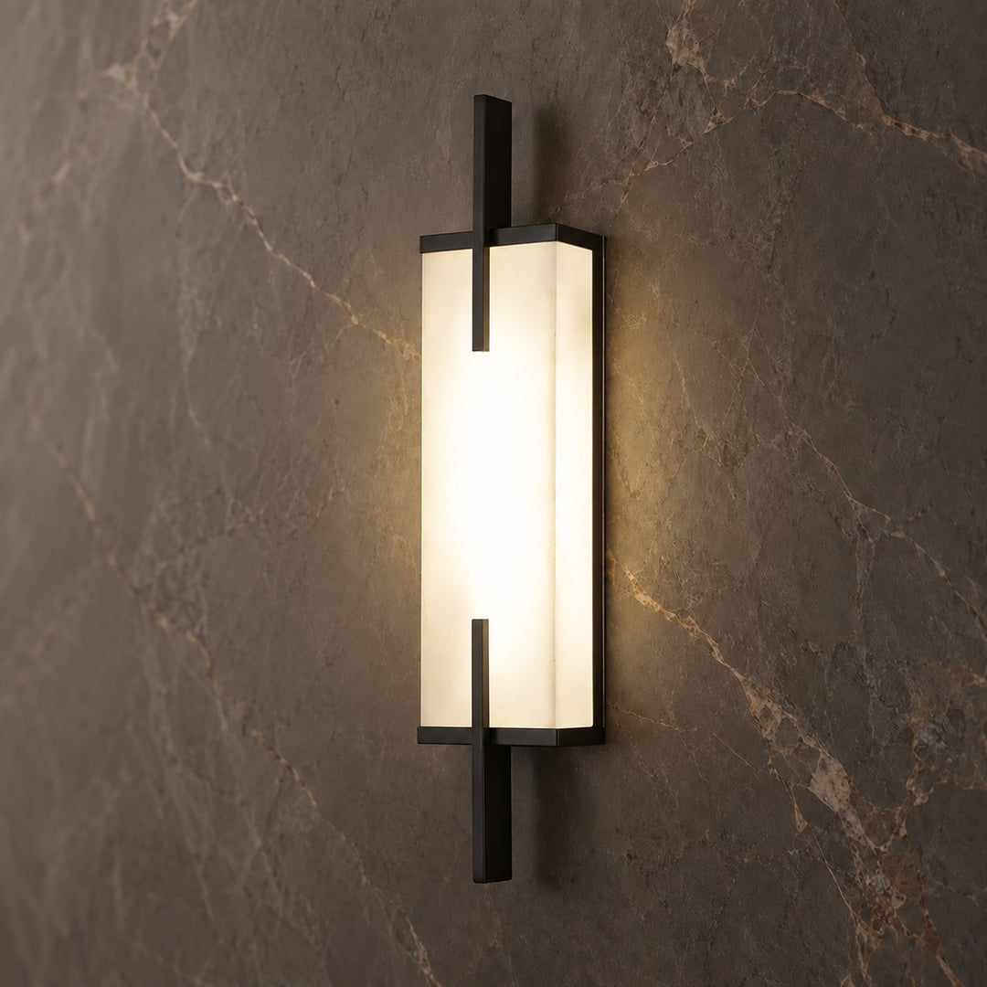 Modern Alabaster Wall Sconce Adjustable Copper Backplate Integrated LED Indoor Lighting