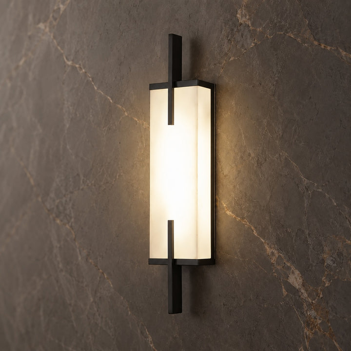 Modern Alabaster Wall Sconce Adjustable Copper Backplate Integrated LED Indoor Lighting