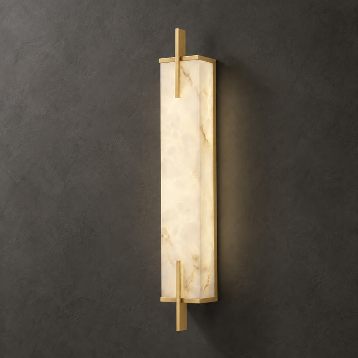 Modern Alabaster Wall Sconce Adjustable Copper Backplate Integrated LED Indoor Lighting