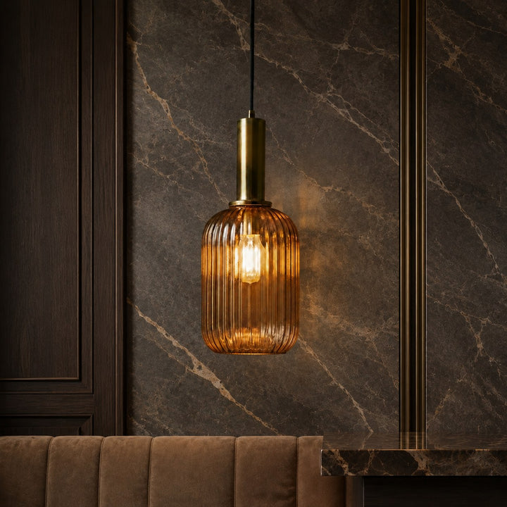 Modern Glass Pendant Light Hanging Fixture Adjustable Height LED Compatible