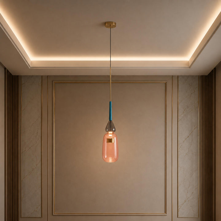 Modern Glass Pendant Light Adjustable Height Hanging Fixture LED for Kitchen Dining
