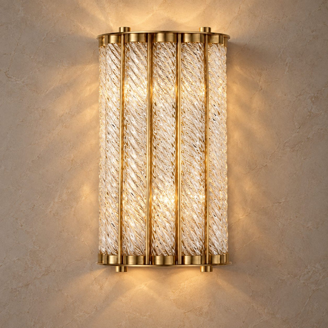 Twisted Glass Brass Wall Sconce – 3-Light Interior Wall Light