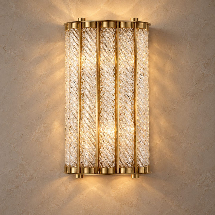 Twisted Glass Brass Wall Sconce – 3-Light Interior Wall Light