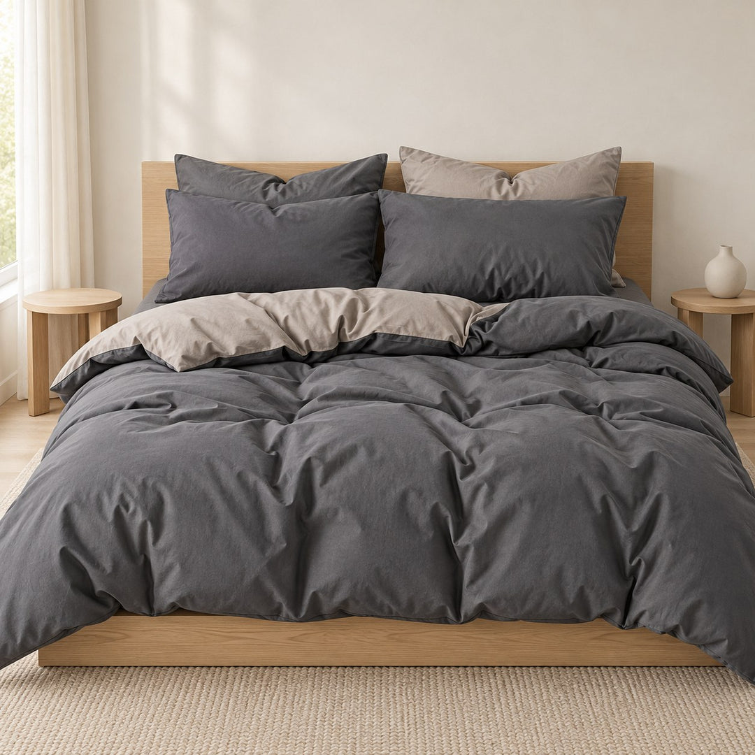 Pastel Double-Sided Bedding Set Minimalist Comforter Cover Twin Full Queen King Size