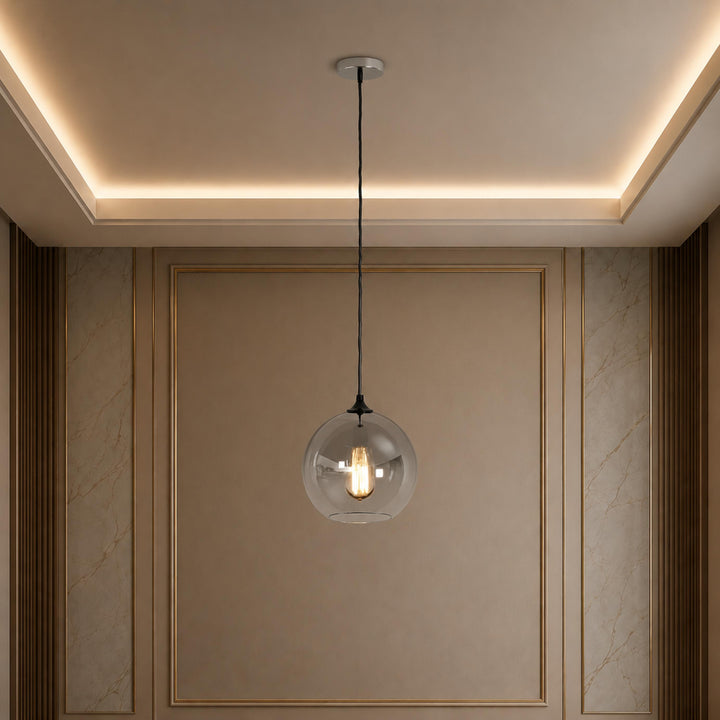 Modern Glass Pendant Light Adjustable Hanging LED with Metallic Gradient Finish