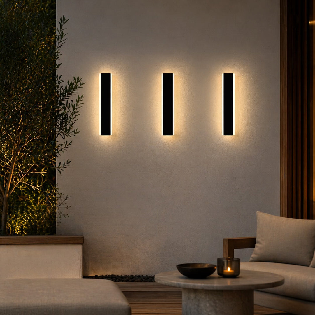 Outdoor LED Wall Light Dimmable IP65 Waterproof Aluminum Strip Sconce Black