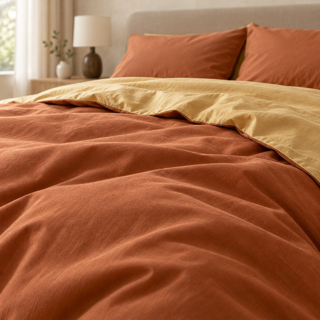 Reversible Bedding Set Cotton Jersey Knit Duvet Cover and Sheet Soft Breathable Lightweight