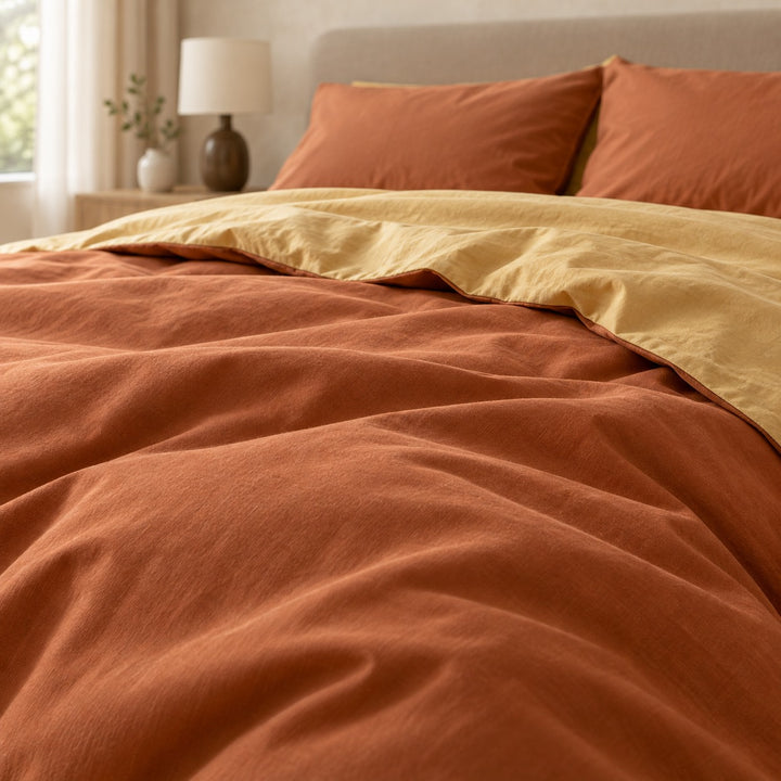 Reversible Bedding Set Cotton Jersey Knit Duvet Cover and Sheet Soft Breathable Lightweight