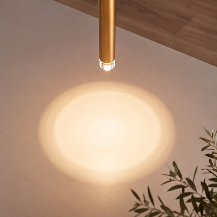 Modern Slim Brass LED Pendant Light with G4 – Minimalist Hanging Ceiling Light